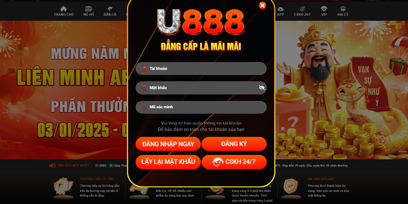 Đăng nhập vào tài khoản U888